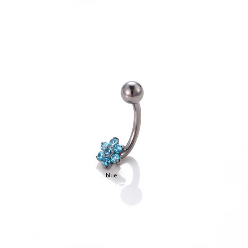 1biji Surgical G23 Bahan Titanium Steel Benang Internal 14Gauge Hypoallergenic Belly Button Ring Tindik Pusar Bentuk Bunga