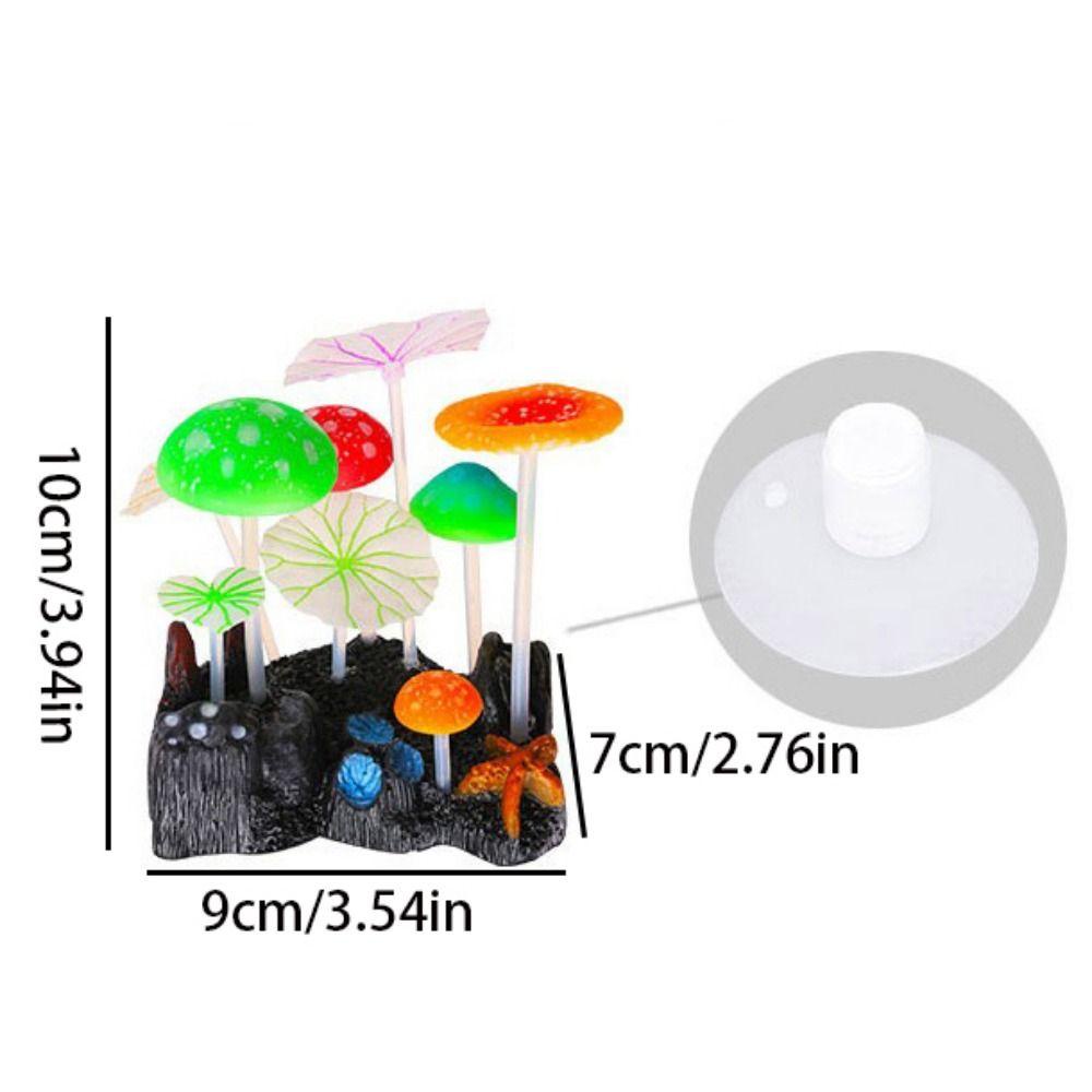 [Elegan] Tanaman Buatan Kreatif Hias Silikon Neon Tahan Lama Dengan Sucker Fish Tank Ornament