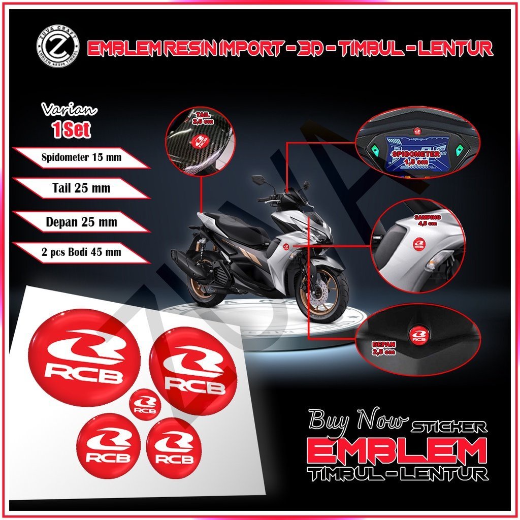 STIKER MOTOR 1 SET STIKER MOTOR LOGO RCB STIKER NMAX STIKER AEROX STIKER EMBLEM NMAX AEROX LEXI