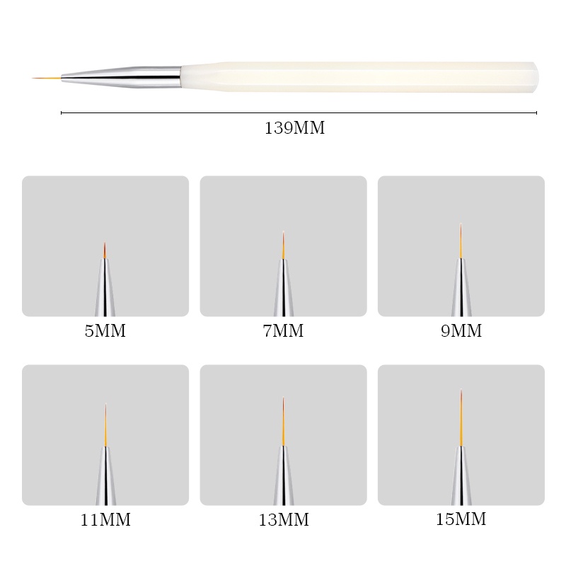 Kuas Liner Kuku Garis Perancis 3D Tip Garis Garis Garis DIY Pena Gambar UV Gel Brushes Lukisan Alat Kuku