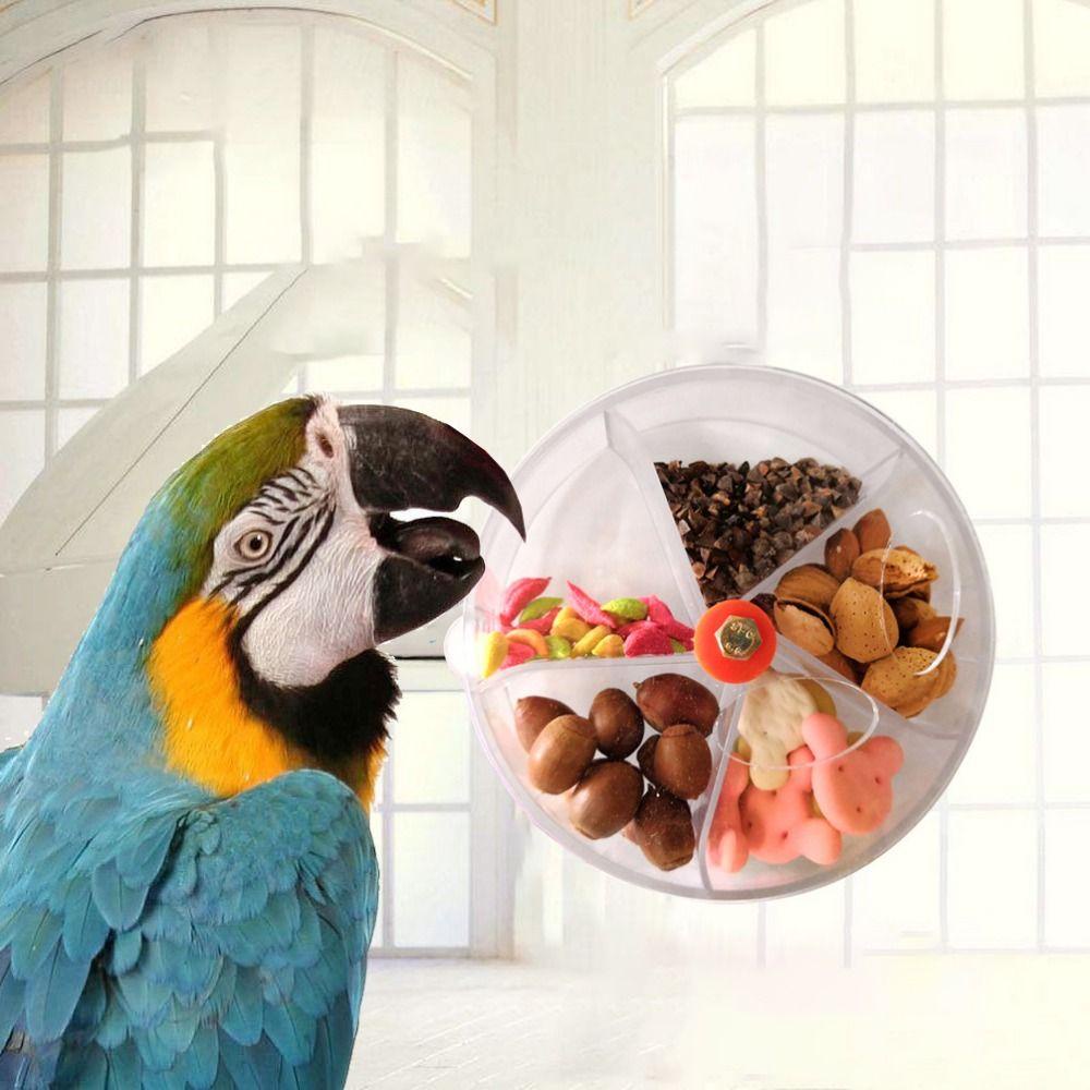 [Elegan] Nuri Feeder Rotatable Bulat Tahan Gigit Gantung Interaktif Roda Mainan Burung Plastik