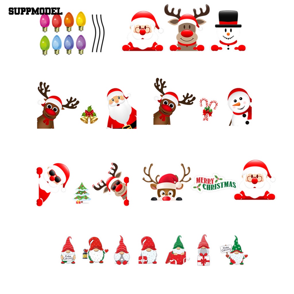 Suppmodel 1set Stiker Reflektif Mobil Penggunaan Lebar Untuk Kulkas Stiker Magnet Natal Desain Natal