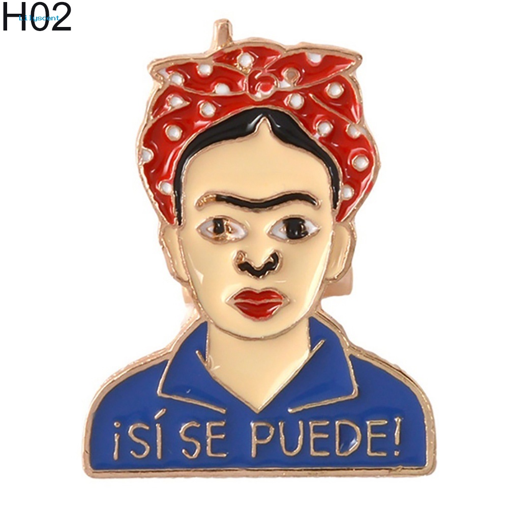 Lilyscent Kartun Enamel Frida Kahlo Meksiko Lencana Kerah Bros Pin Pakaian Perhiasan