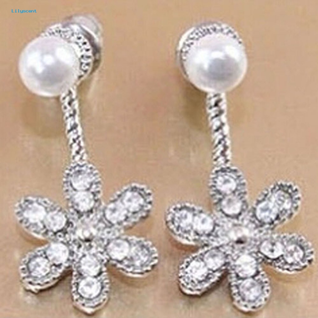 Anting Stud Bentuk Bunga Lilyscent Untuk Travel Flower Faux Pearl Stud Earrings Indah