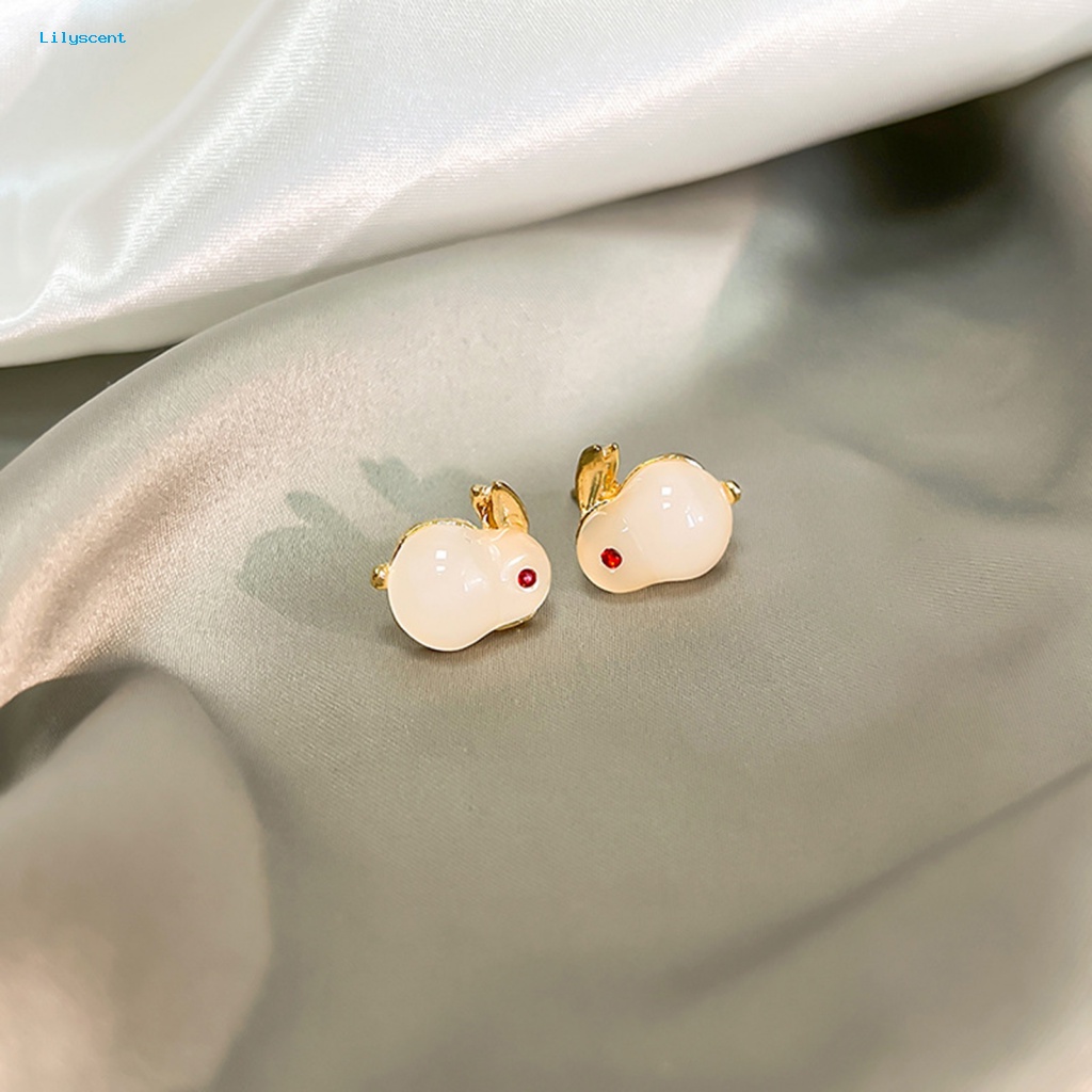 Lilyscent 1pasang Anting Tusuk Elegan Untuk Pakaian Sehari-Hari Wanita Mutiara Imitasi Bunny Drop Earrings Pengerjaan Halus