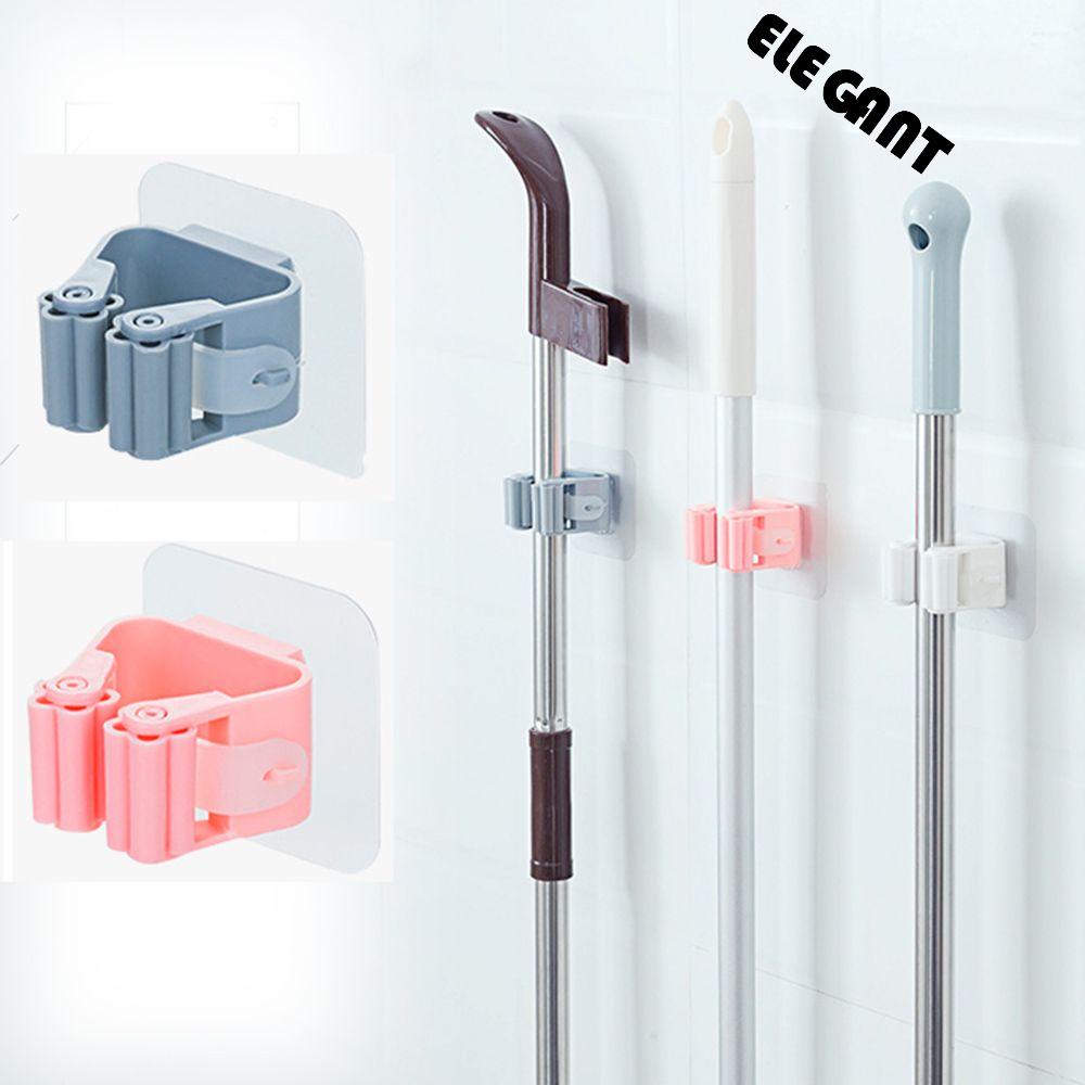 [Elegan] Mop Holder Perekat Kuat Punch Free Rumah Tangga Mulus Laundry Room Organizer Mop Clip