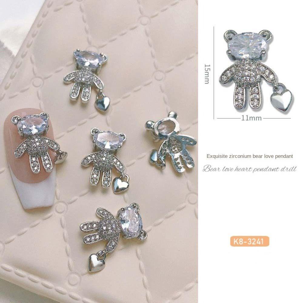 Mxbeauty Beruang Dekorasi Kuku Wanita Fashion Cinta Hati Heart Bears Jepang Nail Art 3D Nail Art Drills