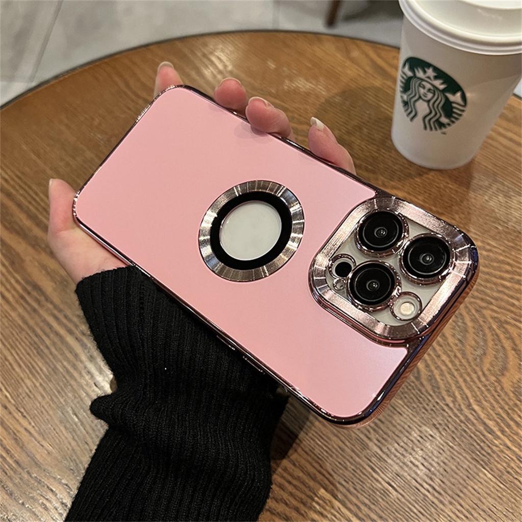 Casing matte Lapis Premium iPhone 14 Pro Max12 13 Pro Max14 Plus Promax Lensa Proteksi Kamera Shockproof TPU Metal Mewah Soft Case