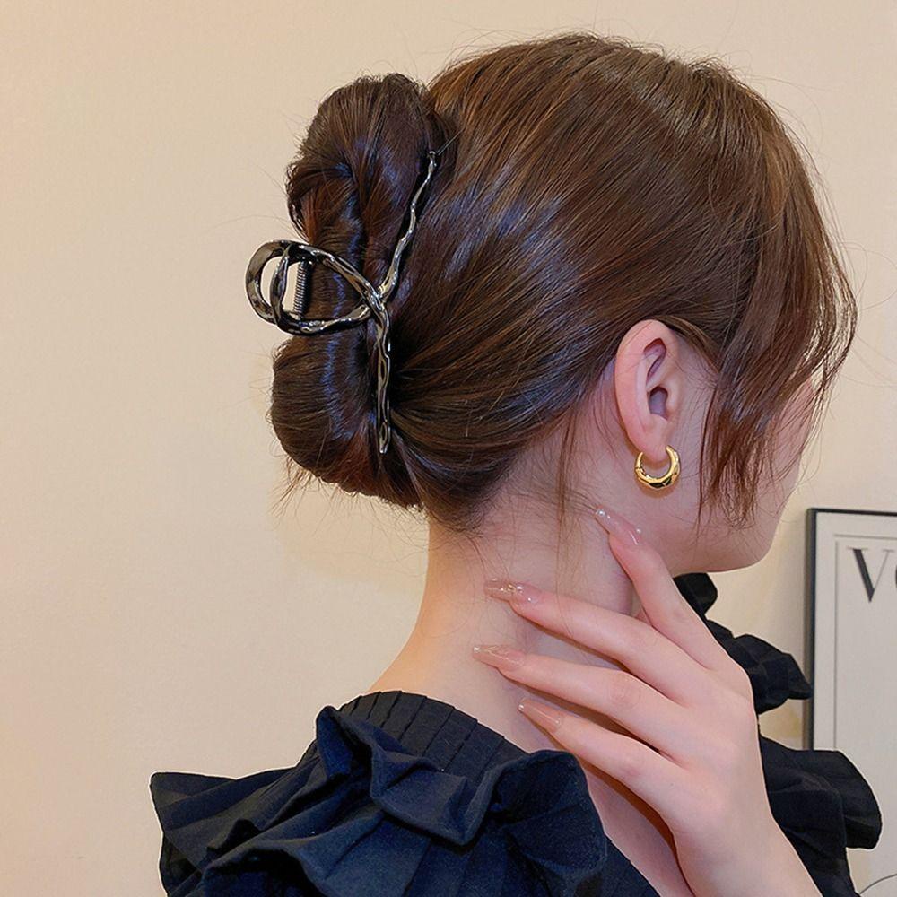 AUGUSTINA Temperamen Kepribadian Cakar Rambut Silang Untuk Gadis Hiasan Kepala Ponytail Holder Metal Untuk Wanita Women Hair Clips