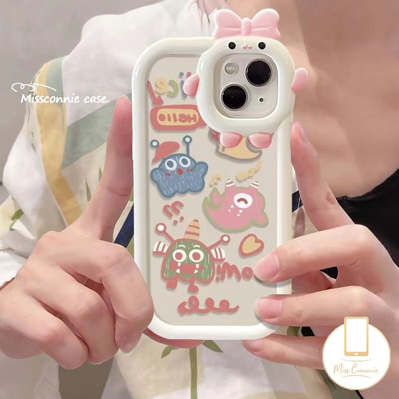 Realme C35 C12 C25 C31 C33 C25Y C11 C25s 9i 58pro 8 9 Pro+9 C15 C30 C21 C20 C21Y 7i 7 5s 5i 6i C17 C3 Cute Monster Kecil Dinosaurus Ikatan Simpul Little Monster Lens Couple Case