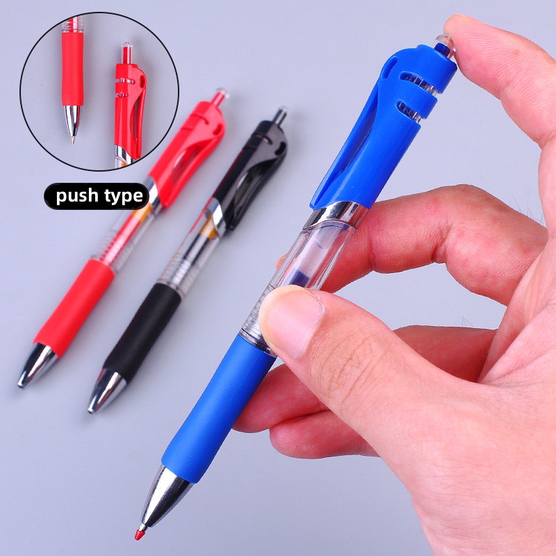 Bolpen Ballpoint Tanda Tangan Peluru Tekan Ditarik Hitam/Merah/Biru Gel Pulpen 0.5mm Tergantikan Isi Ulang Alat Tulis Kantor Sekolah Perlengkapan Menulis