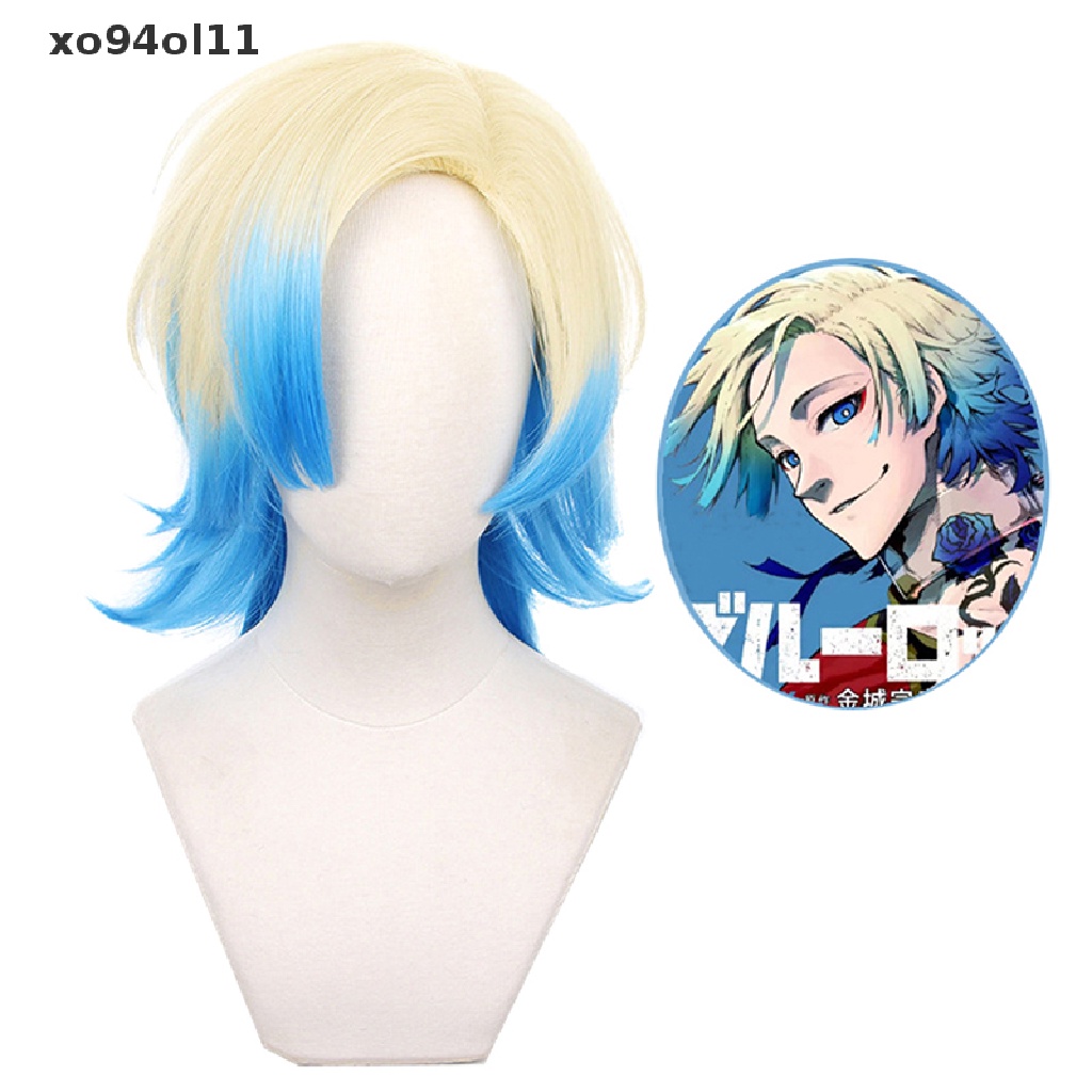 Xo Blue Prison Caesar Jie Cosplay Wig Medium And Long Animasi Emas Gradien Wig OL