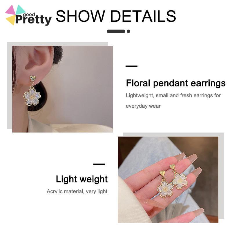 Anting Stud Kristal Bunga Bahan Akrilik Fashion Korea Gaya Untuk Wanita - PD