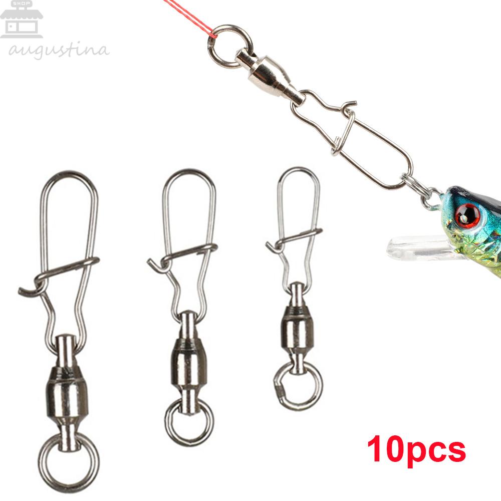 Agustina Ball Bearing Tahan Lama 10 Pcs Kekuatan Tinggi Tahan Korosi Lure Hook Aksesoris Memancing Interlock Snap