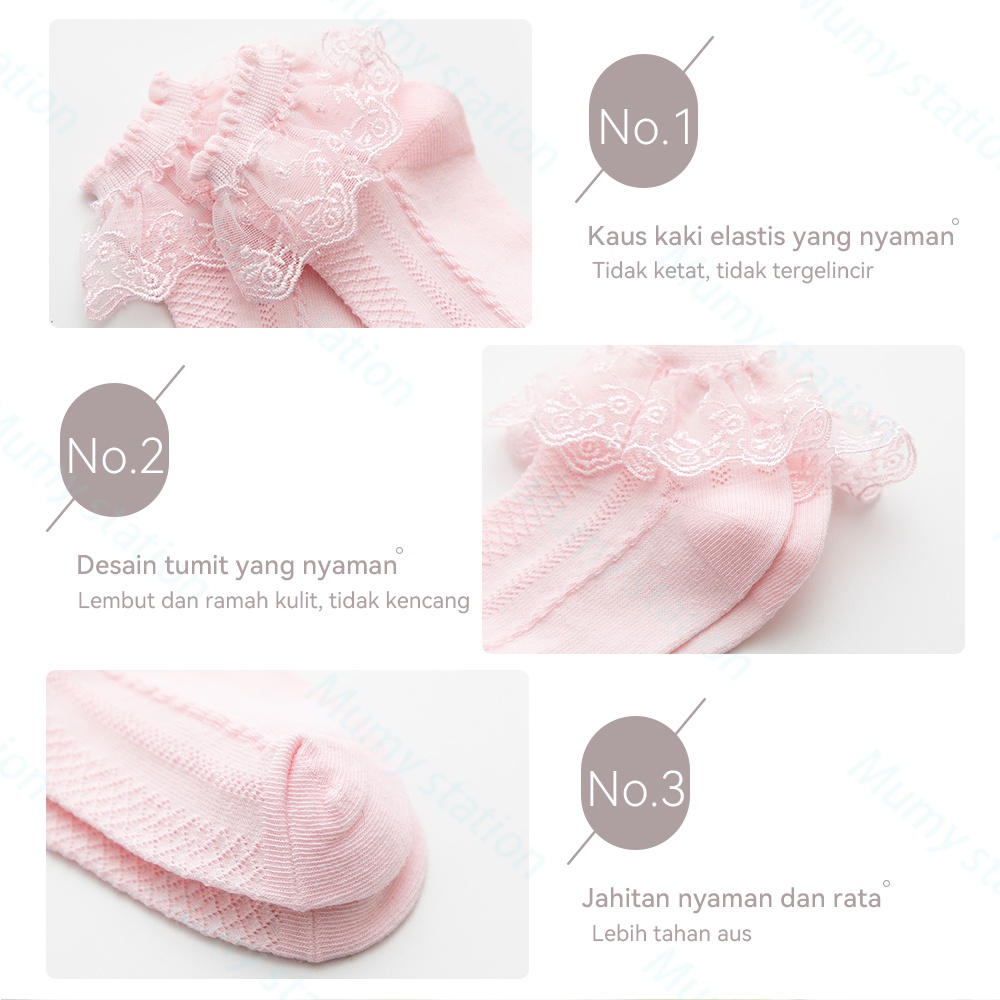 BEVAVAR Kaos Kaki Renda Anak Perempuan Kids Socks Pakaian Bayi Kaus Kaki Bayi Bahan Katun