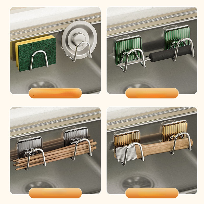 [Unggulan] Peralatan Makan Spons Draining Rack Stabil Anti-drop Phone Holder Kalung Handbag Rak Gantung Hemat Ruang Gantungan Serba Serbi Bebas Pukulan Kait Wastafel