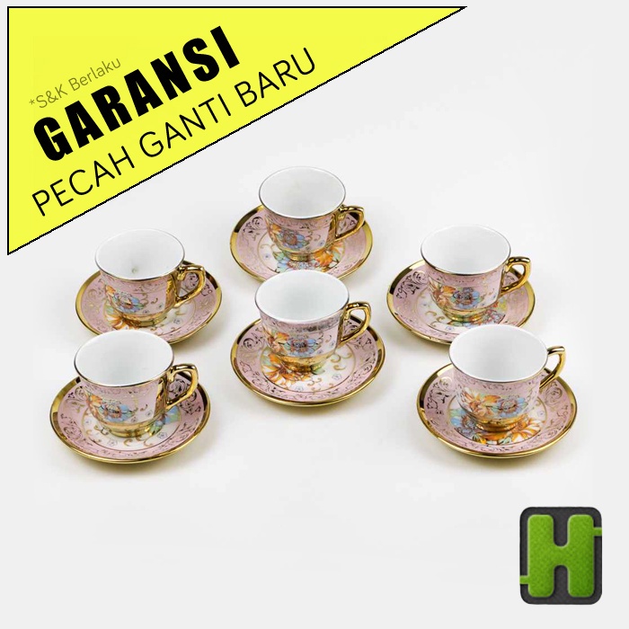 [COD] Cangkir Teko Keramik Piring Lepek Tatakan Kecil Mini Set 6 in 1 Tea Cup Teh Kopi Minum Hampers