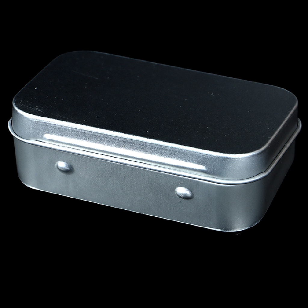 [tiantianbaofu] 1pc Timah Kecil Kosong Metal Tin Silver Flip Storage Box Case Organizer Butik