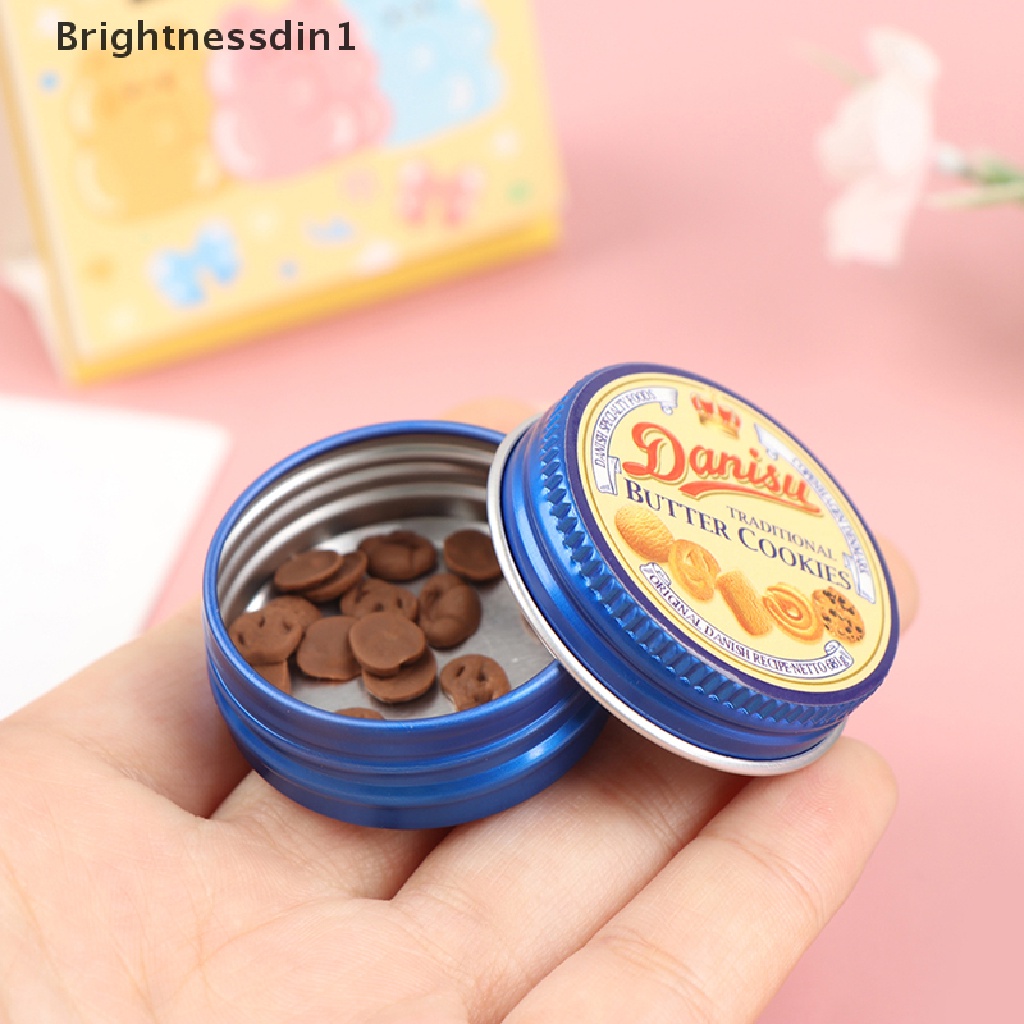 [Brightnessdin1] 1: 12rumah Boneka Miniture Dessert Cookies Cookie Tin Boneka Makanan Mainan Aksesoris Butik
