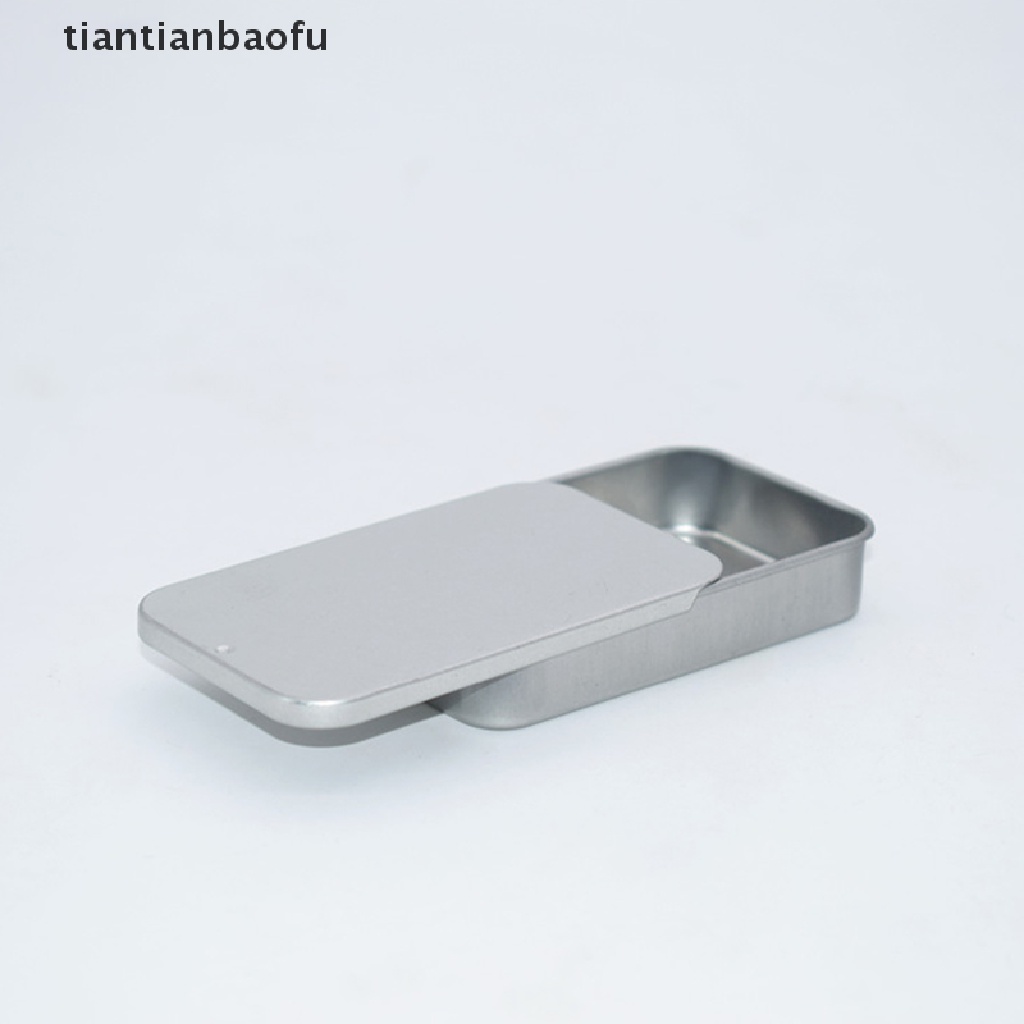 [tiantianbaofu] Kotak Kaleng Mini Kosong Persegi Panjang Metal Tinplate Push Candy Pill Cases Kotak Penyimpanan Butik