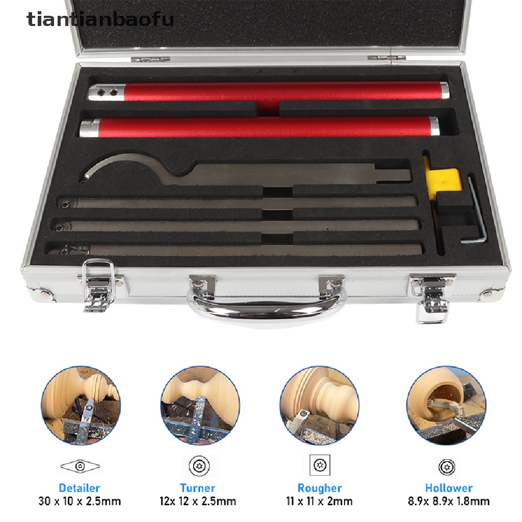 [tiantianbaofu] Alat Pemutar Kayu Untuk Mesin Bubut, Woodturning Tools Wood Turning Lathe Set Kit Butik