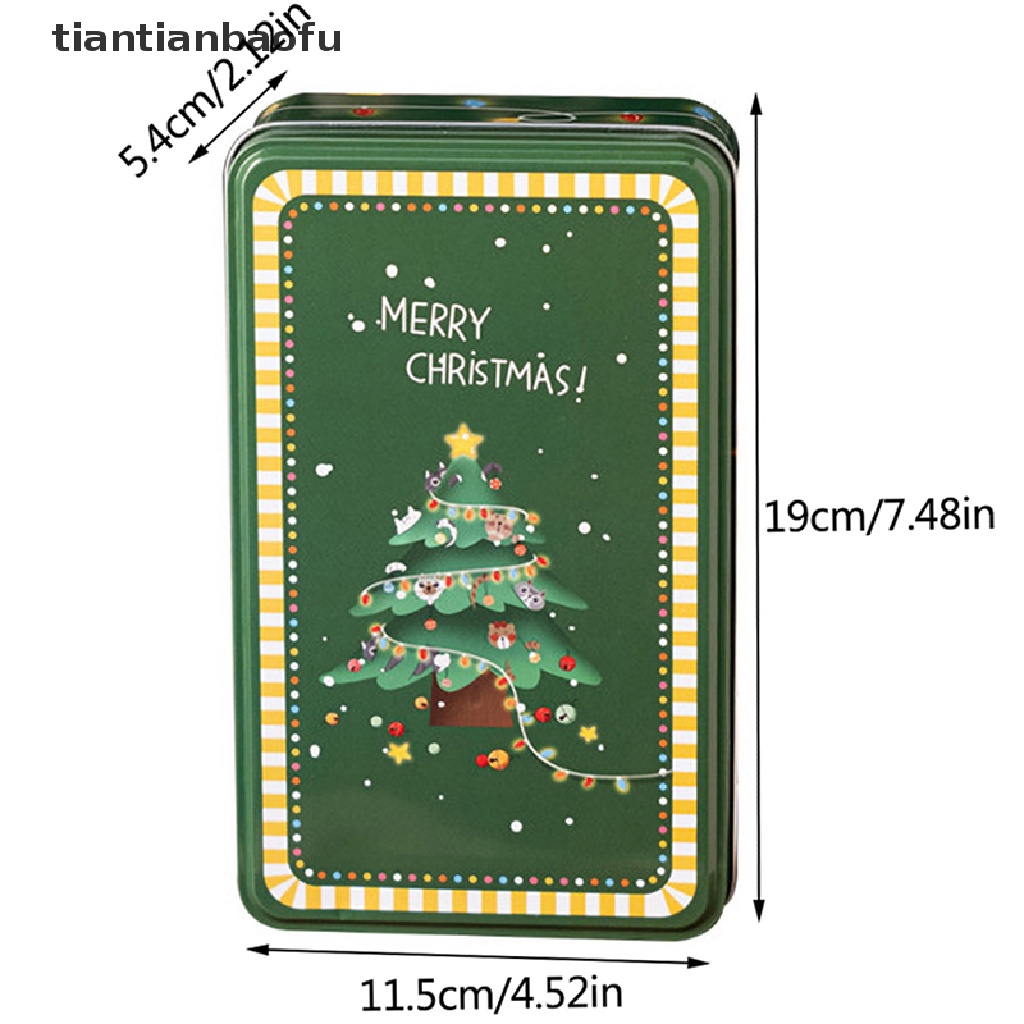 [tiantianbaofu] Hadiah Tahun Baru Kemasan Tin Box Merry Christmas Santa Claus Candy Cookies Box Butik