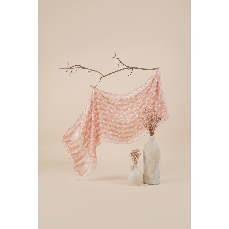 Syal Batik Sutra Pastel Salmon 01