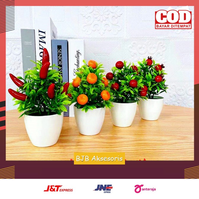 TANAMAN BUAH PLASTIK TANAMAN HIAS ARTIFISIAL POT BUNGA BUAH ORNAMEN DEKORASI RUMAH | BJB AKSESORIS