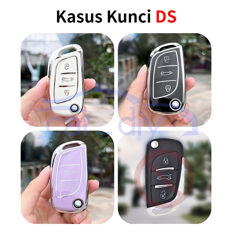 Kasus Kunci TPU Penutup Jarak Jauh Gantungan Untuk Peugeot Citroen KEYDIY Xhorse VVDI Universal DS Style Cangkang Pelindung Car Remote Key Case