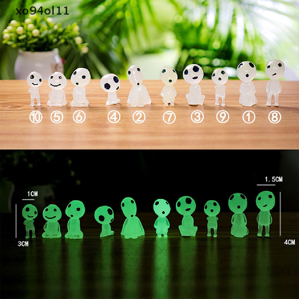 Xo 11Pcs/Set Mini Figure Princess Mononoke Hutan Semangat Kodama Glowing Hiasan OL