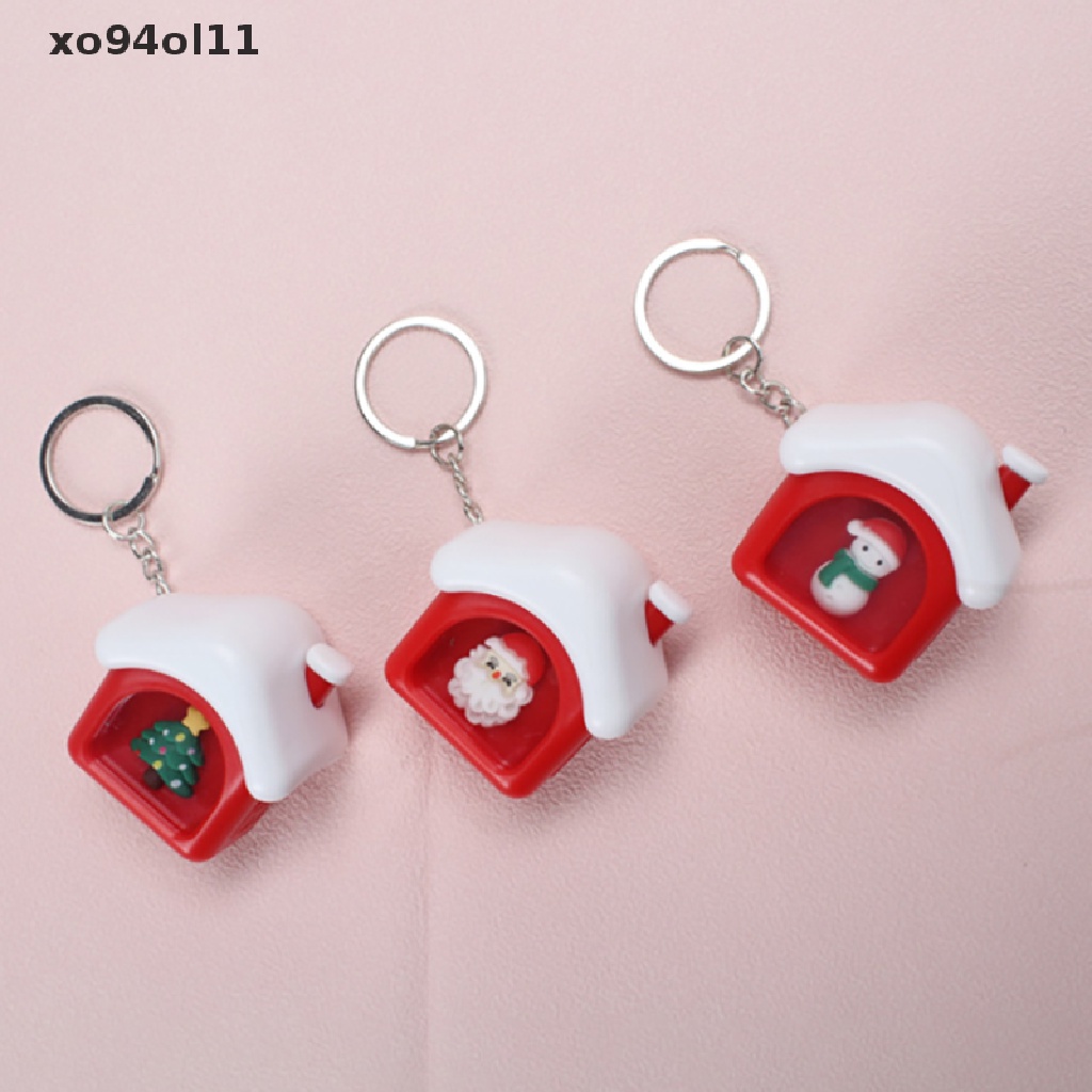 Xo 1PC Hiasan Natal Santa Claus led luminous Gantungan Kunci Liontin OL