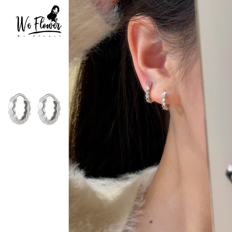 Kami Bunga Korea S925 Perak Glossy Geometris Hoop Earrings Untuk Wanita Gadis Minimalis Polos Lingkaran Bulat Anting-Anting Sederhana Fashion Telinga Perhiasan Hadiah