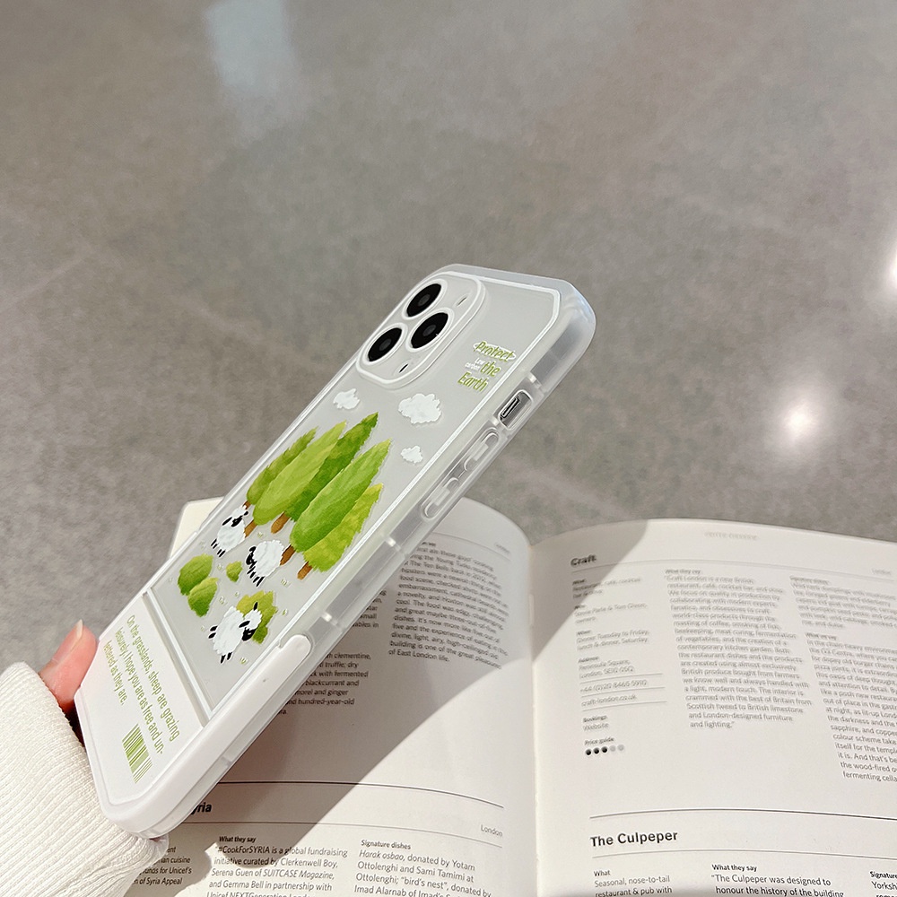 IPHONE Casing Holder Ponsel Transparan Tak Terlihat Domba Kecil Yang Lucu Perlindungan Penuh Soft Cover Untuk Iphone7 8 PLUS X XR XS 11 12 13 14 PRO MAX SE 2020