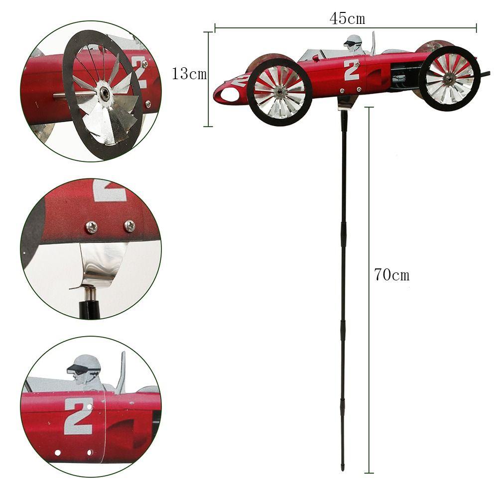 [Elegan] Racing Kincir Angin Balkon Mobil Racer Taman Anak Festival Ornamen Mainan Model Metal