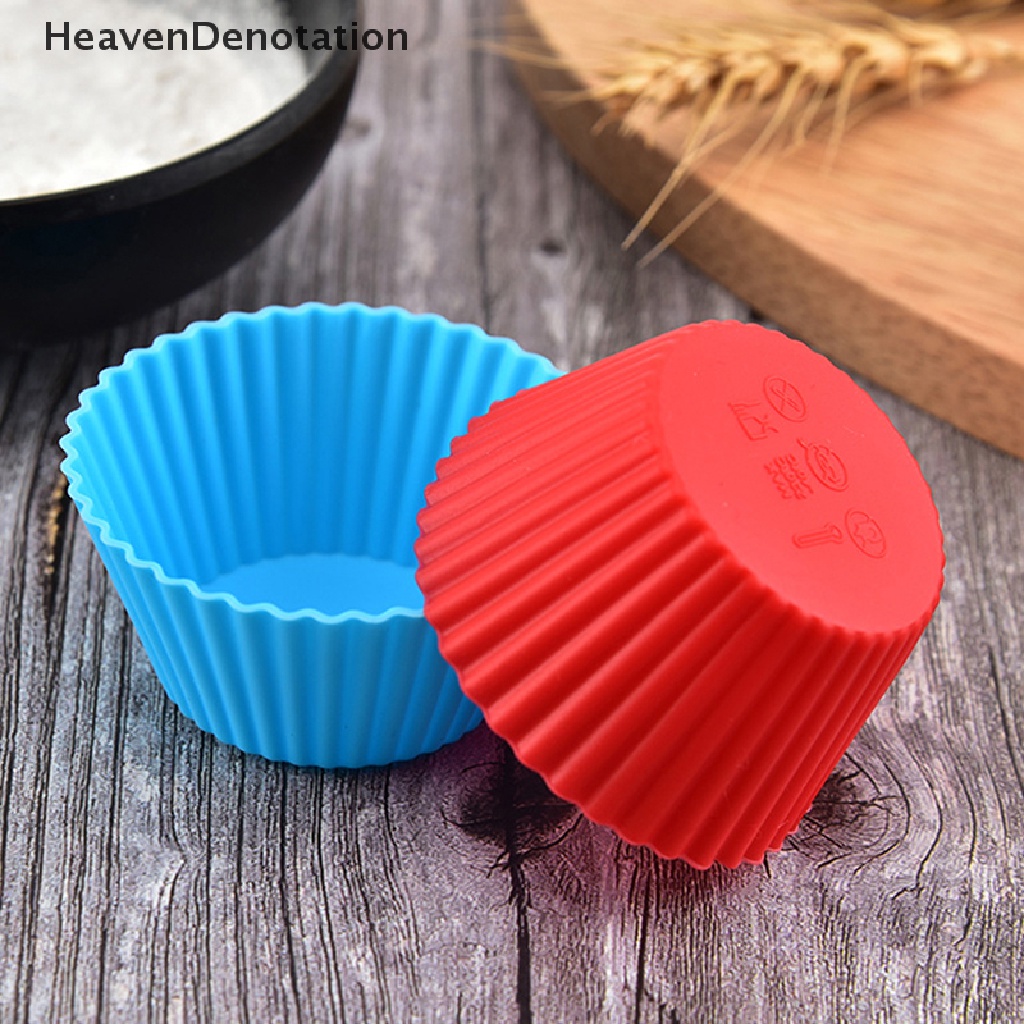 [HeavenDenotation] 5pcs Cetakan Silikon Bulat Cupcake Muffin Cup Baking Cookies Egg Tart Jelly Mold HDV