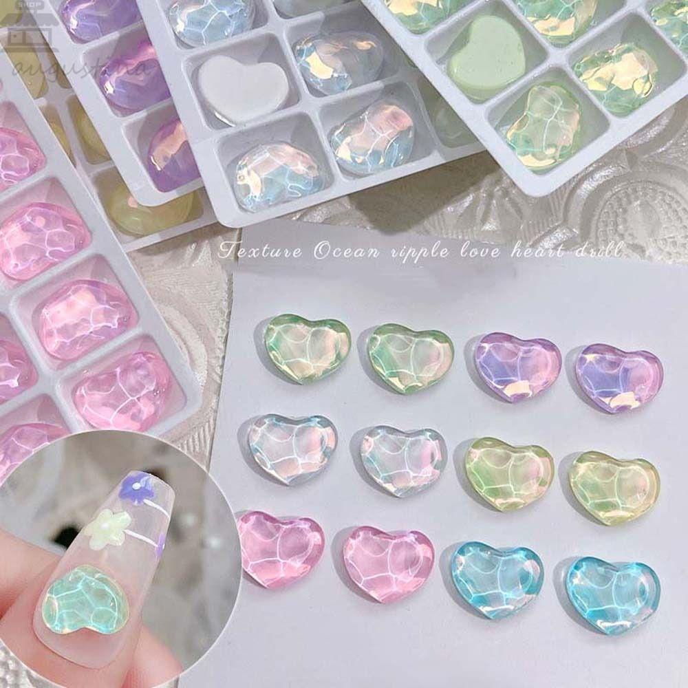 Agustina Jantung Dekorasi Kuku Pesona Kuku Nail Art Jepang Aurora Cinta Hati Manikur Aksesoris Kaca Kristal 3D Nail Art Drills