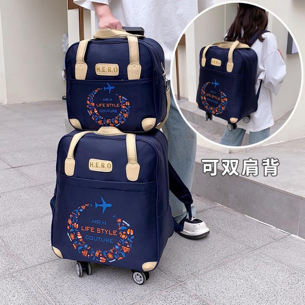 Tas Troli 2 Buah / Set Tas Tangan Travel Kabin / Set Bagasi Portable Trolley Travel Bag