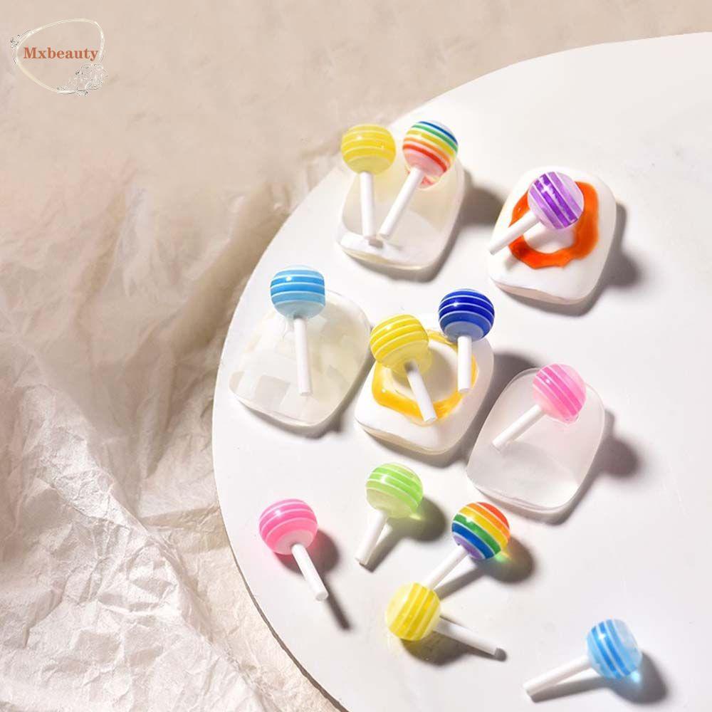 Mxbeauty Lollipop Perhiasan Nail Art Warna-Warni Musim Panas Lucu Permen Manis Kartun DIY Alat Nail Art