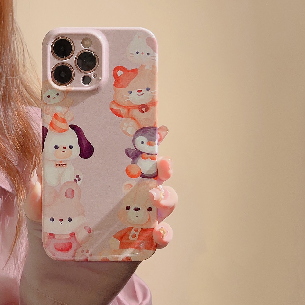 Ins Lucu Ungu Hello Boneka Kartun Kerang Keras Fotografi Film Case Untuk Iphone SE 2020 7 /8 Plus 14x XR XM 11 12 13 PRO MAX Casing Cover Pelindung AT0193