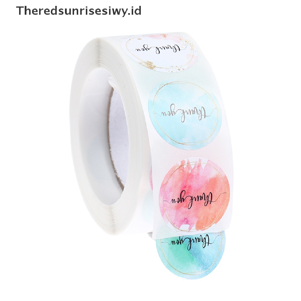 # Kado Mom &amp; PAPA DIY # 500pcs Stiker Thank You Warna Floral Label Segel Perekat Stiker Bisnis~