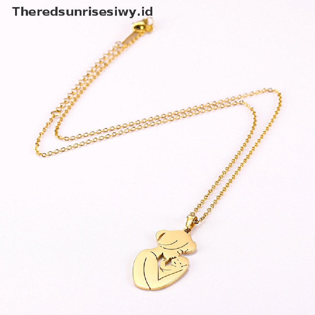 # Kado Mom &amp; PAPA DIY # Kalung Ibu Ayah Bayi Anak Kid Hari Ibu Warna Emas Rantai Stainless Steel Hadiah~