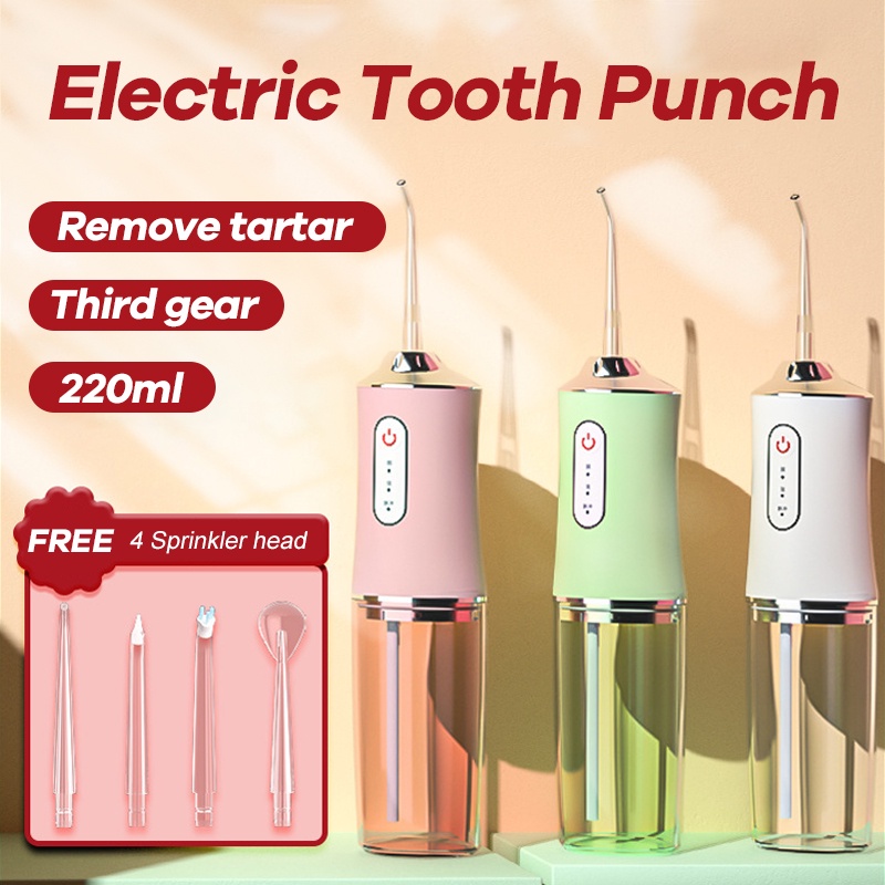 Oral Irrigator Electric Multifunctional Water Spray Replacement Brush Head Portable Dental Water Flosser Usb Rechargeable