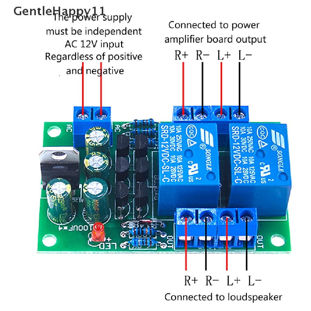 Gentlehappy Audio Speaker Protection Board Boot Delay DC Protect Kit DIY Double Channel id