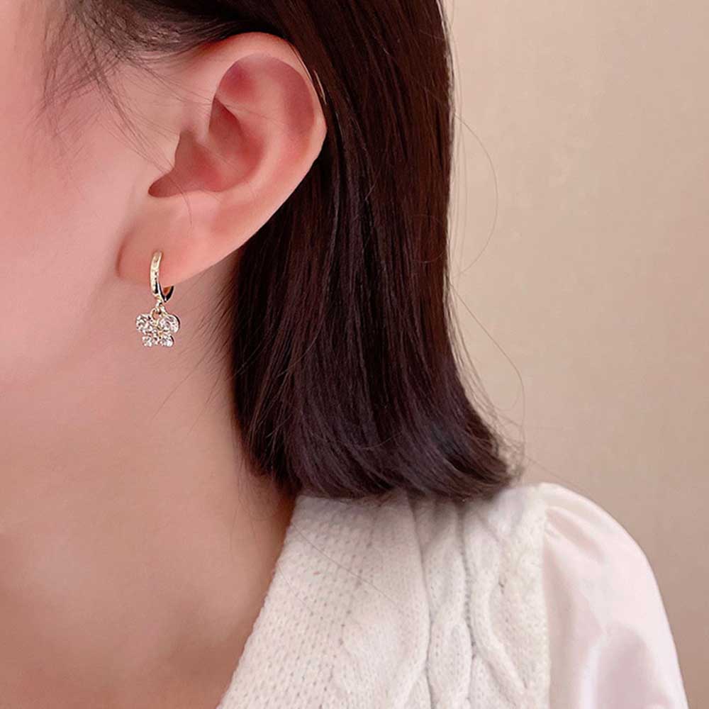 Korea Indah Kupu-Kupu Drop Anting Wanita Fashion Perhiasan Zirkon Berlapis Emas Titanium Steel Stud Earrings