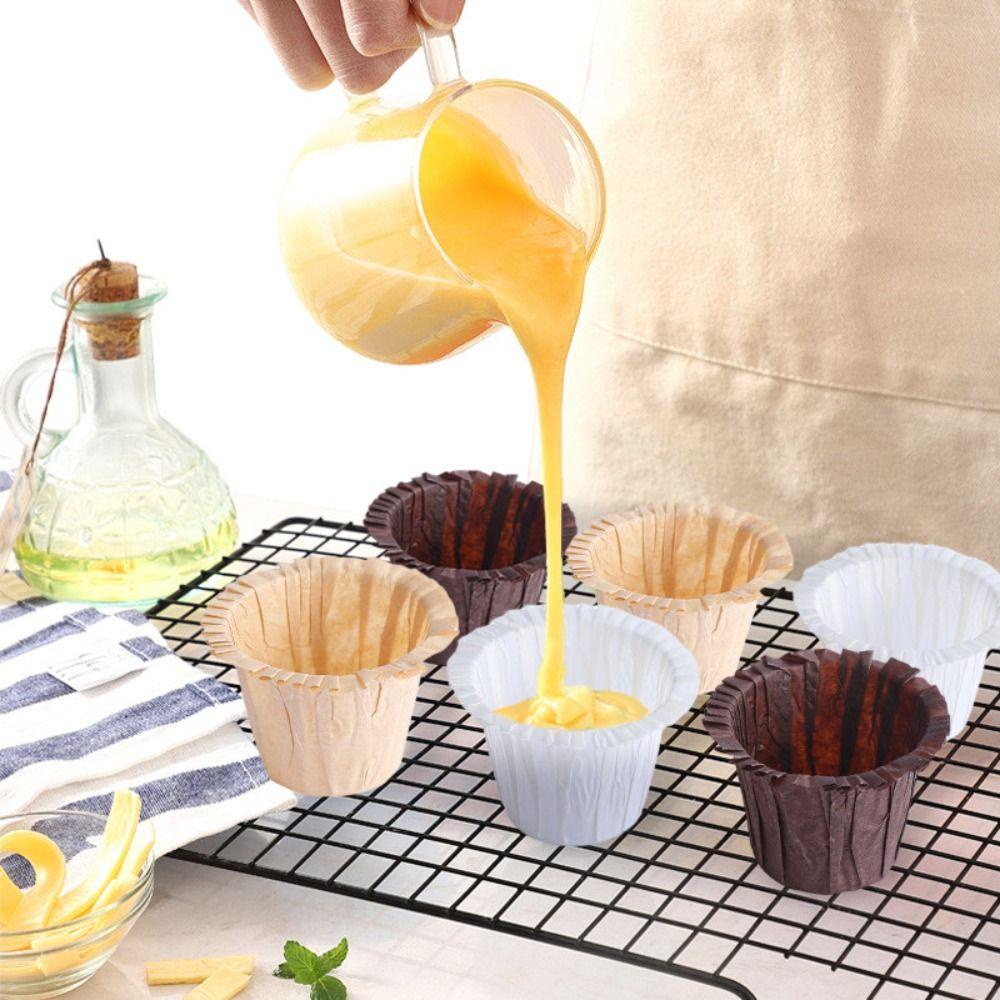 [Elegan] Gelas Kertas Kue Bulat Tahan Suhu Tinggi Pesta Paper Cup Cetakan Dessert Egg Tarts Plate