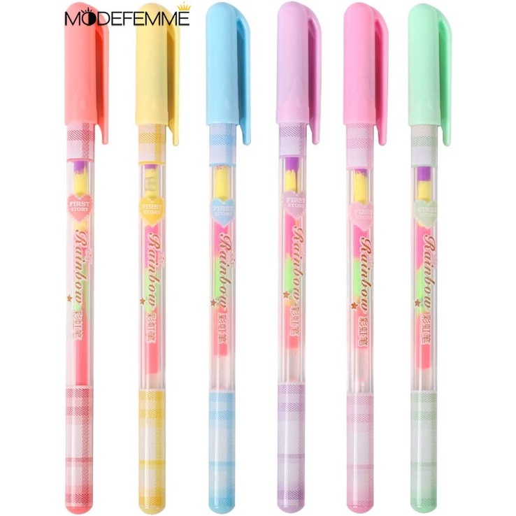 Random1pc Rainbow Berwarna Gel ink Pen Kreatif Korea Alat Tulis Warna-Warni Rainbow Gel Pulpen Kantor Perlengkapan Sekolah Menulis Lukisan Pulpen Menggambar Mewarnai Menandai Perlengkapan Sekolah