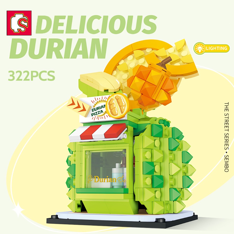 Fruit House Blok Bangunan Strawberry Durian Pisang Lighting Batu Bata Hadiah Anak