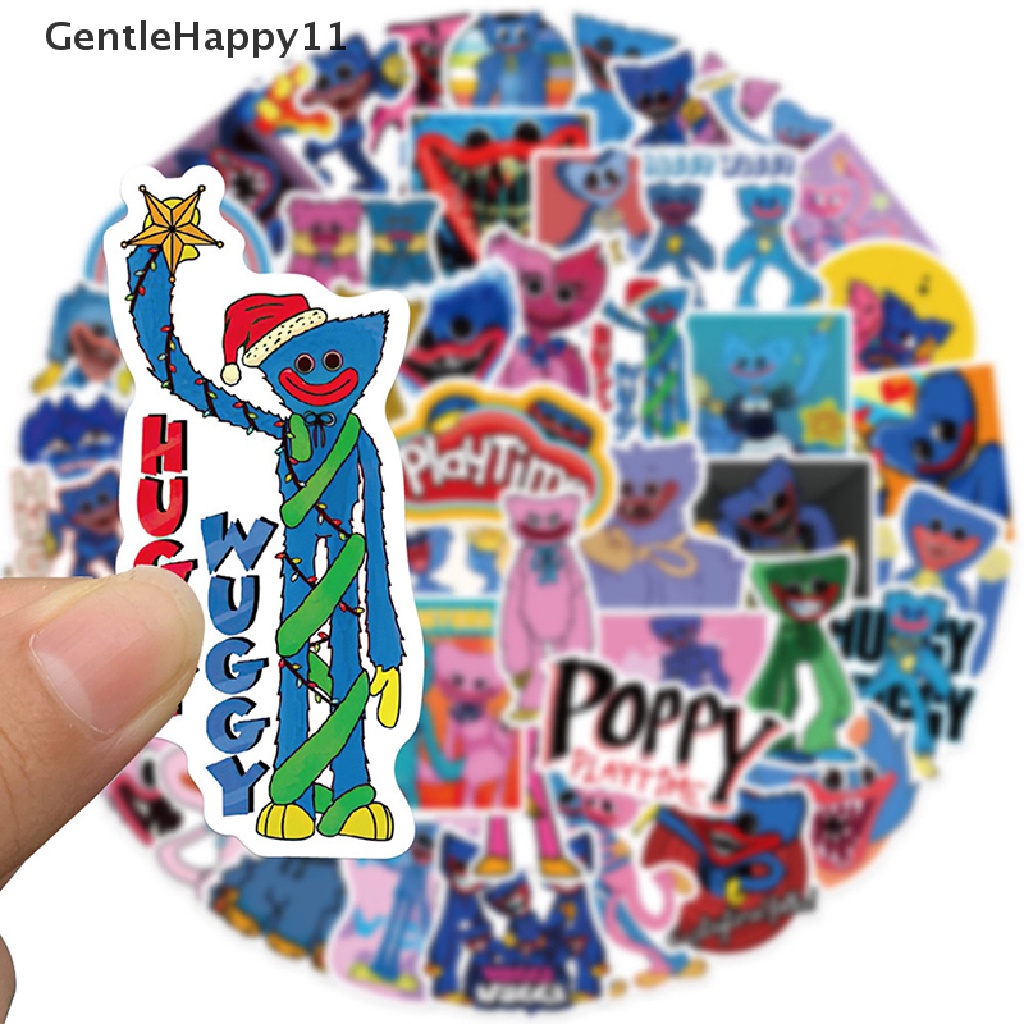 Gentlehappy 50Pcs Horror Huggy Wuggy Poppy Adventure Game Stiker Gitar Koper Graffiti id