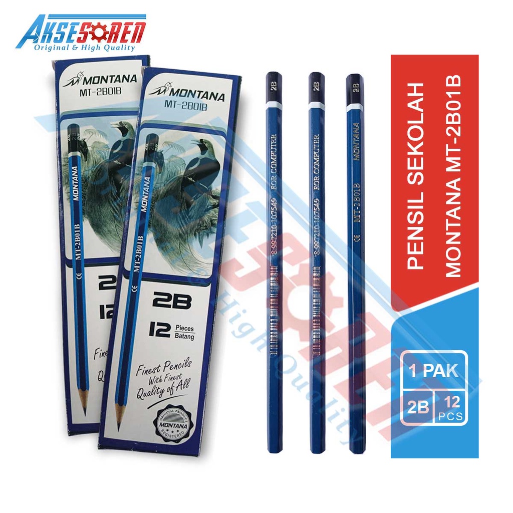 

Aksesoren Pensil 2B Montana [MT-2B01B/1 Pack] / Pensil Gambar 1 Pak Untuk Ujian Komputer / Pensil Kayu / Pinsil Pesil Pengsil Pinsil Pingsil Perlengkapan Alat Tulis Sekolah