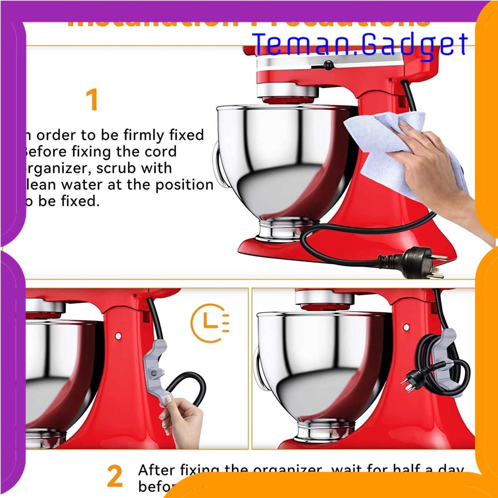 TG - ATK Exryhon Holder Kabel Organizer Sticky Cord Wrapper for Appliances 4PCS - EX4W